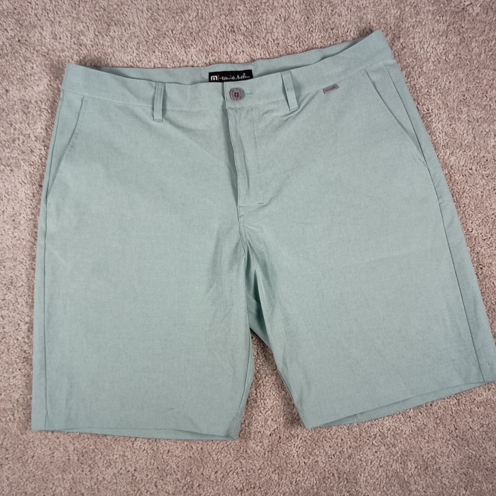 TravisMathew "On A Boat" Performance Golf Shorts - Heather Neptune Green - Size